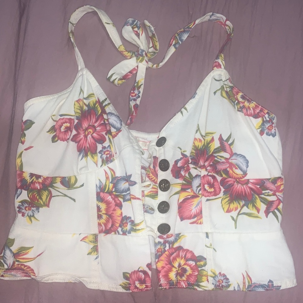 Crop Halter Floral Top